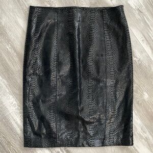 Virtue Black 100% Leather Snake print Lined Pencil Skirt 10
